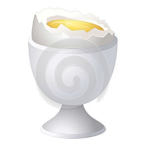 Boiled egg icon cartoon vector. Broken eggshell