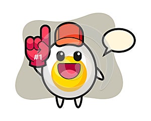 Boiled egg illustration cartoon with number 1 fans glove