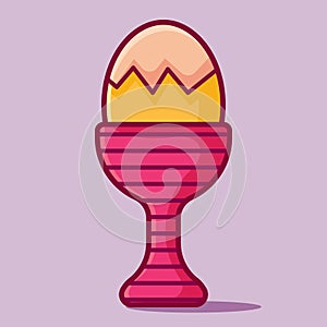 Boiled egg isolated cartoon vector illustration in flat style