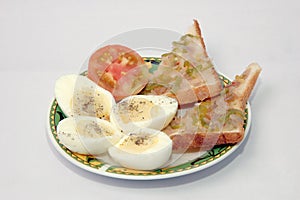 Boiled egg with sandwich