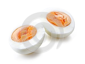 Boiled egg on white background