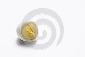 Boiled eggs isolated on white background. Protein source. Healthy food.Copy space