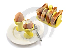 Boiled Eggs and Toast, one opened