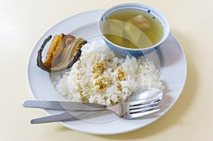 Boiled of Gourd with steamed rice