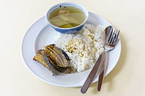 Boiled of Gourd with steamed rice