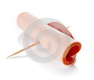 Boiled ham sausage isolated on white background