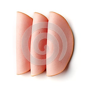 Boiled ham sausage isolated on white background