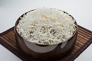 Boiled Indian Basmati rice served in a bowl