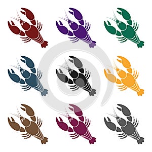 Boiled lobster icon in black style on white background. Oktoberfest symbol stock vector illustration.