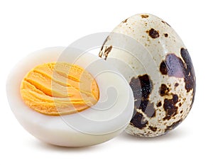 Boiled and peeled quail egg isolated on white background