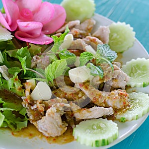 Boiled Pork with Lime Garlic and Chili Sauce