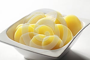 Boiled Potato Slices on White Bowl