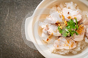 boiled rice soup with fish