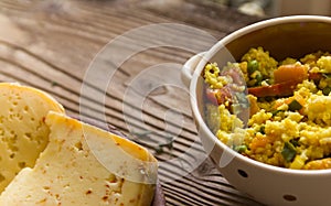 Boiled rice with vegetables