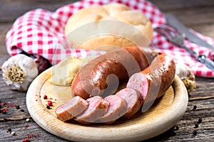 Boiled sausages photo