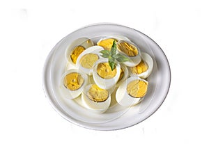 Boiled sliced egg, food photo