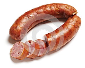 Boiled sliced fresh pork sausage