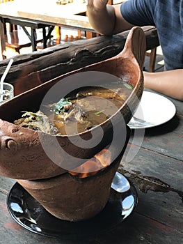 Boiled spicy tomyum crispy fish