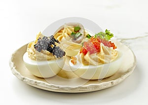 Boiled stuffed decorative eggs