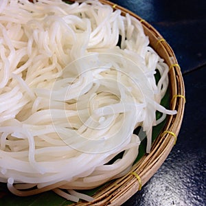 boiled Thai rice vermicelli ,usually eaten with curries