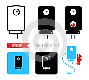 Boiler icons. Vector symbol of heating equipment.