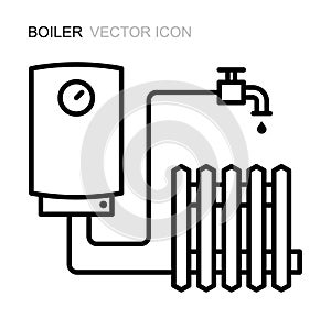 Boiler line icon. Vector symbol of heating equipment.