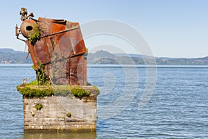 Boiler a remnant of White Star Cannery in Astoria, Oregon