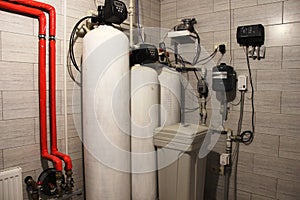 boiler room with a heating system. independent heating system in room boiler