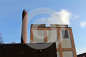 The boiler room with a pipe