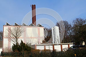 The boiler room with a pipe