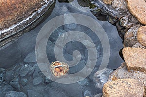 Boiling eggs in the hot spring,  Thailand