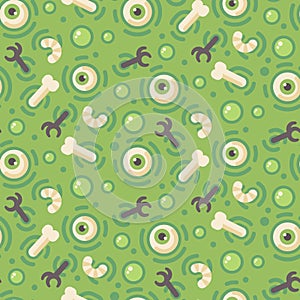 Boiling green witch potion pattern. Halloween flat illustration.
