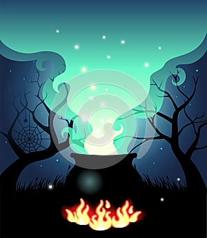 Boiling Halloween cauldron