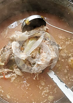 Boiling hot fish soup