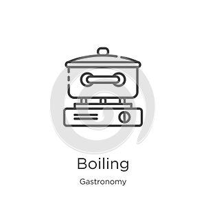 boiling icon vector from gastronomy collection. Thin line boiling outline icon vector illustration. Outline, thin line boiling