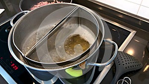 Boiling italian pasta tortiglioni