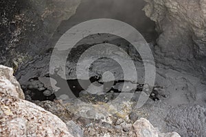 Boiling mud in collapsed crater