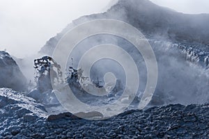 Boiling mud of fumaroles