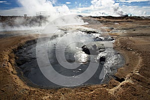 Boiling Mud in Namafjall Geothermal Area, Hverir