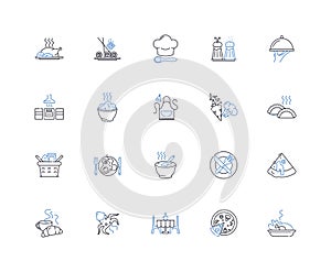 Boiling line icons collection. Temperature, Heat, Bubble, Steam, Boil-over, Boilerman, Pressure vector and linear