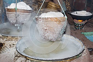 Boiling rock salt from underground water