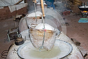 Boiling rock salt from underground water