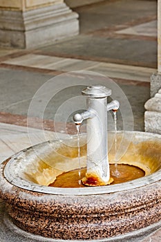 boiling spring in Mlynska Colonnade, Karlovy Vary & x28;Carlsbad& x29;, Cz