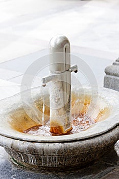 boiling spring in Mlynska Colonnade, Karlovy Vary & x28;Carlsbad& x29;, Cz