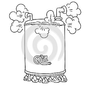 Boiling Steam Boiler cartoon illustration