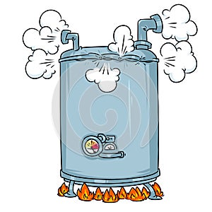 Boiling Steam Boiler cartoon illustration