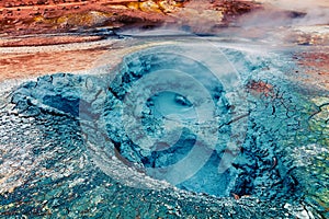 Boiling swamp in Geothermal valley Hverarond