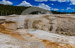 Boiling water bubbler Geyser. Active geyser with major eruptions. Yellowstone NP, Wyoming, US