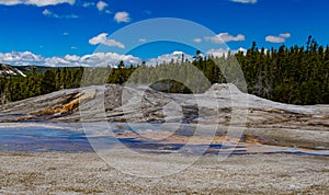 Boiling water bubbler Geyser. Active geyser with major eruptions. Yellowstone NP, Wyoming, US