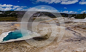 Boiling water bubbler Geyser. Active geyser with major eruptions. Yellowstone NP, Wyoming, US